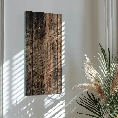 Verticale rechthoekige glazen wandklok Hout