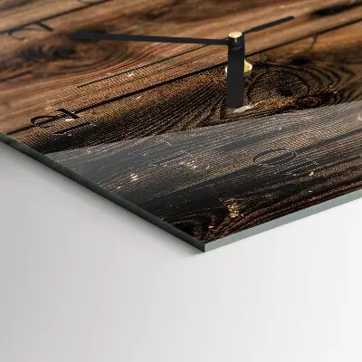 Verticale rechthoekige glazen wandklok Hout