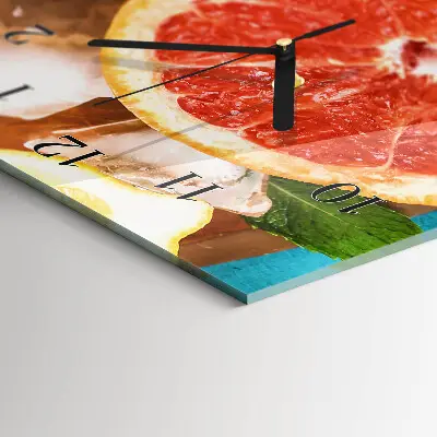Verticale rechthoekige glazen wandklok Pompelmoes