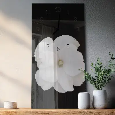 Verticale moderne glazen wandklok Bloem