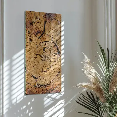 Verticale moderne glazen wandklok Houtnerf