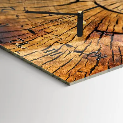Verticale moderne glazen wandklok Houtnerf