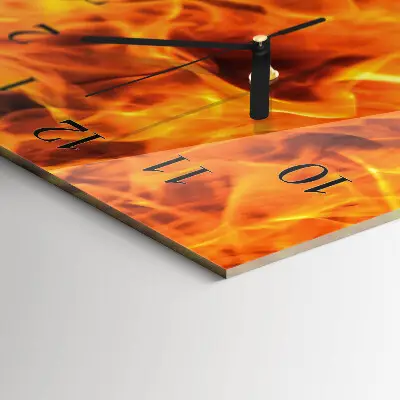 Verticale rechthoekige glazen wandklok Vuur