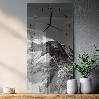 Verticale rechthoekige glazen wandklok Berg