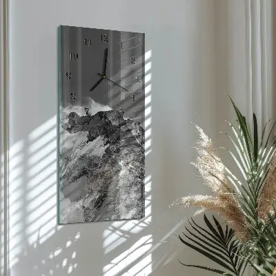 Verticale rechthoekige glazen wandklok Berg
