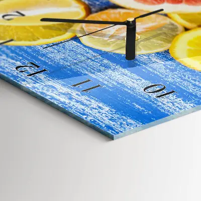 Verticale moderne glazen wandklok Fruit