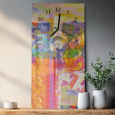 Verticale rechthoekige glazen wandklok Chaos