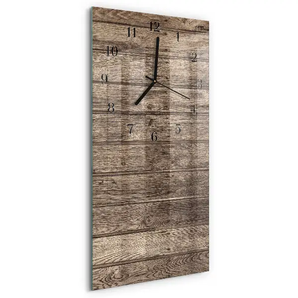 Verticale rechthoekige glazen wandklok Hout
