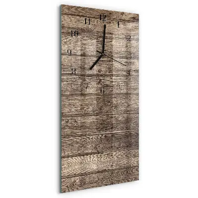 Verticale rechthoekige glazen wandklok Hout