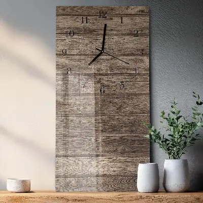 Verticale rechthoekige glazen wandklok Hout