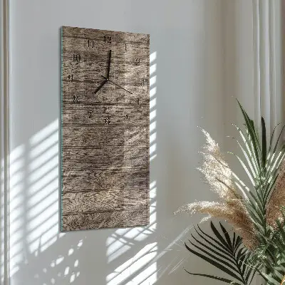 Verticale rechthoekige glazen wandklok Hout