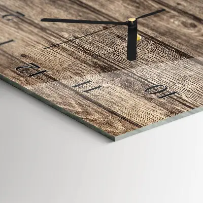 Verticale rechthoekige glazen wandklok Hout