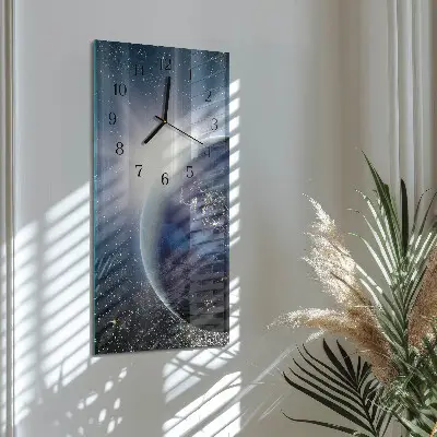 Verticale rechthoekige glazen wandklok Het universum van de aarde
