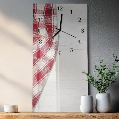 Verticale rechthoekige glazen wandklok Tafelkleed