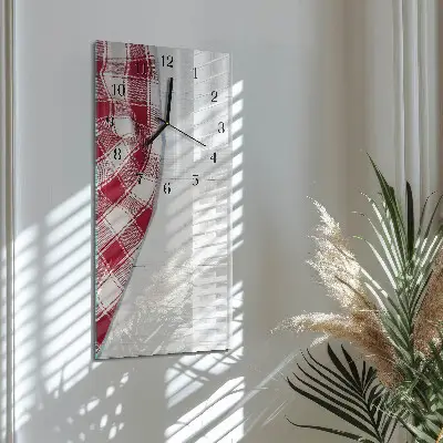 Verticale rechthoekige glazen wandklok Tafelkleed