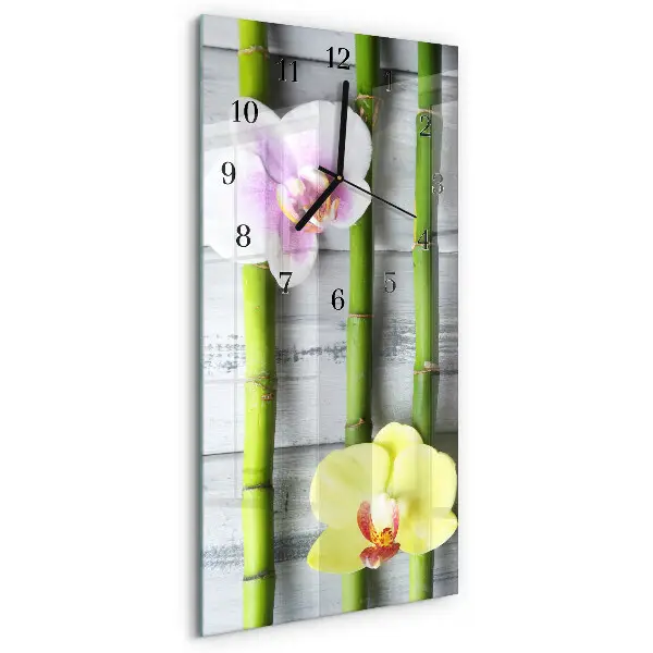 Verticale moderne glazen wandklok Orchideeënbamboe