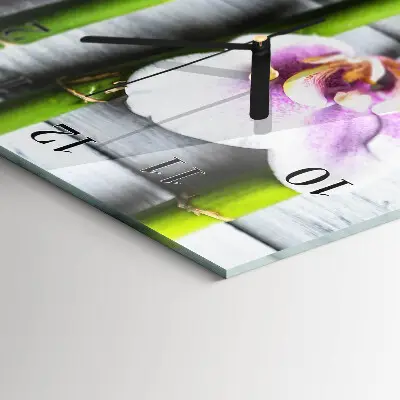 Verticale moderne glazen wandklok Orchideeënbamboe