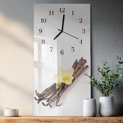 Verticale moderne glazen wandklok Vanille