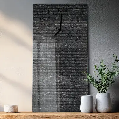 Verticale moderne glazen wandklok Klinker