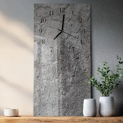 Verticale rechthoekige glazen wandklok Betonnen muur