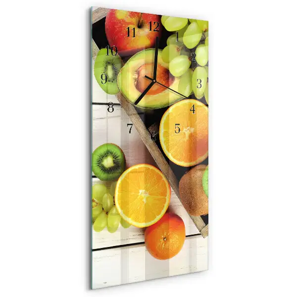 Verticale moderne glazen wandklok Fruit
