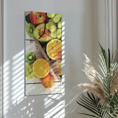 Verticale moderne glazen wandklok Fruit