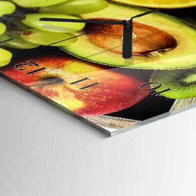 Verticale moderne glazen wandklok Fruit