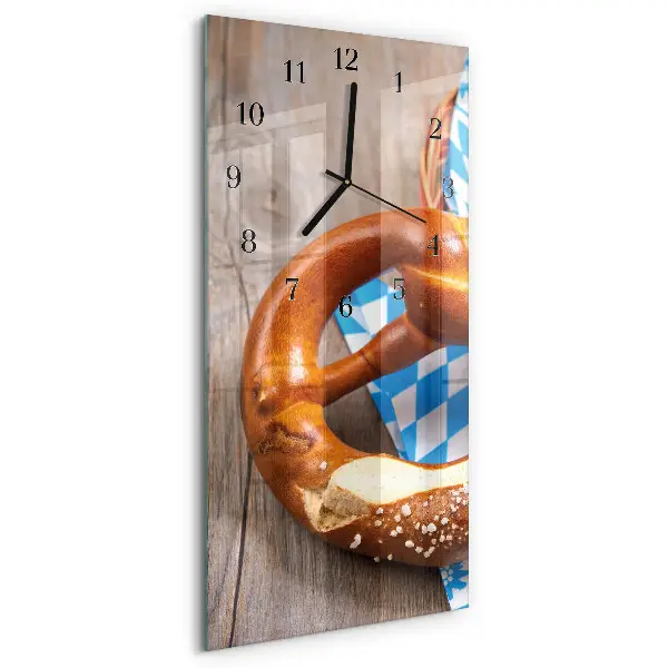 Verticale moderne glazen wandklok Pretzel