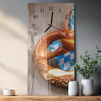 Verticale moderne glazen wandklok Pretzel