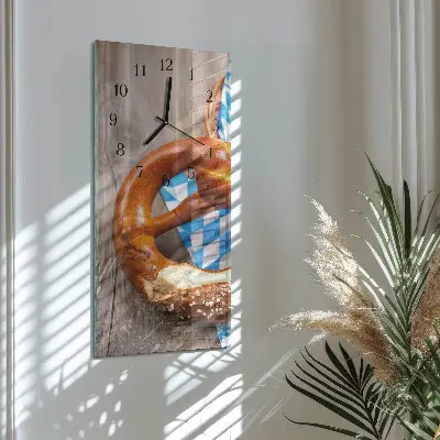 Verticale moderne glazen wandklok Pretzel
