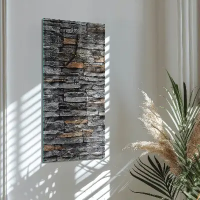 Verticale rechthoekige glazen wandklok Klinker