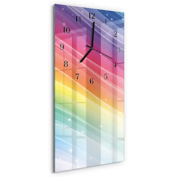 Verticale rechthoekige glazen wandklok Regenboog