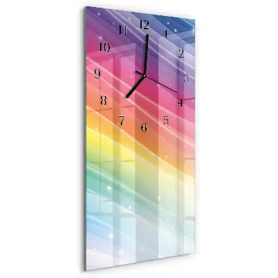 Verticale rechthoekige glazen wandklok Regenboog