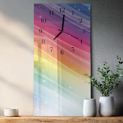 Verticale rechthoekige glazen wandklok Regenboog