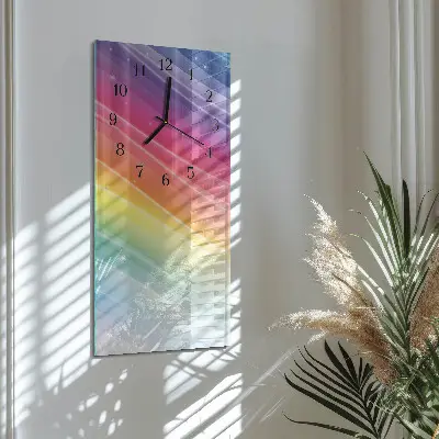 Verticale rechthoekige glazen wandklok Regenboog