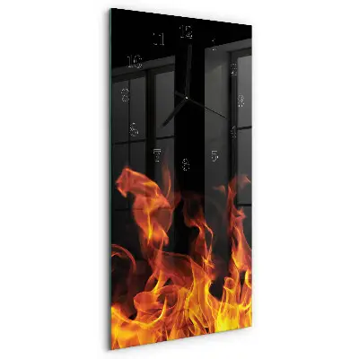 Verticale moderne glazen wandklok Vuur