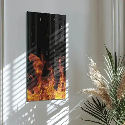 Verticale moderne glazen wandklok Vuur