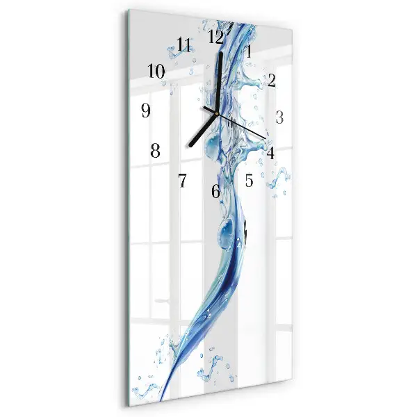 Verticale rechthoekige glazen wandklok Water