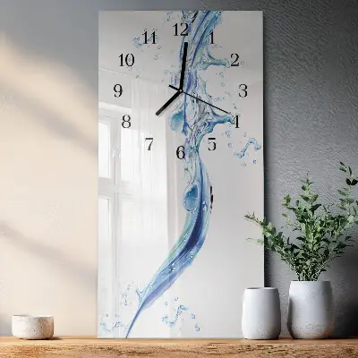 Verticale rechthoekige glazen wandklok Water