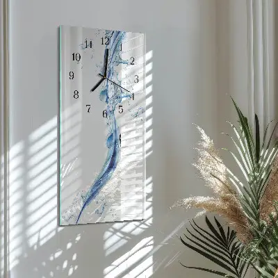 Verticale rechthoekige glazen wandklok Water