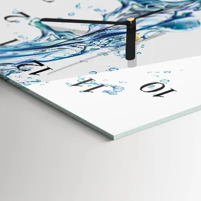 Verticale rechthoekige glazen wandklok Water