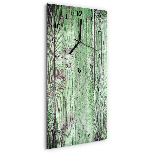 Verticale rechthoekige glazen wandklok Houten plank