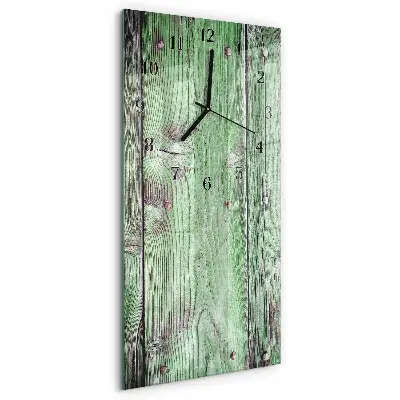 Verticale rechthoekige glazen wandklok Houten plank