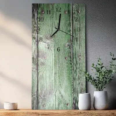 Verticale rechthoekige glazen wandklok Houten plank