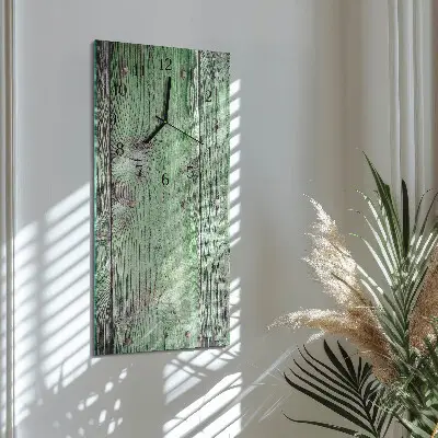 Verticale rechthoekige glazen wandklok Houten plank