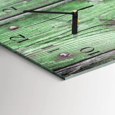 Verticale rechthoekige glazen wandklok Houten plank