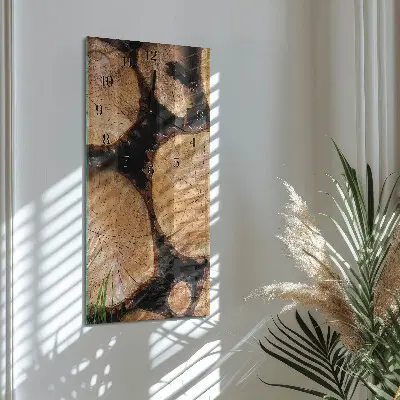 Decoratieve glazen klok verticaal Houtnerf