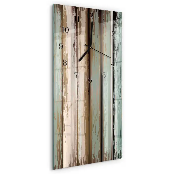 Verticale rechthoekige glazen wandklok Hout