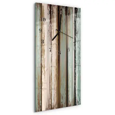 Verticale rechthoekige glazen wandklok Hout