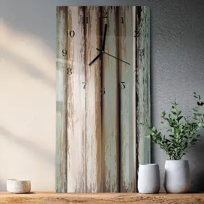 Verticale rechthoekige glazen wandklok Hout